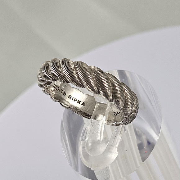Judith Ripka 925 Sterling Silver Ring Stacking Textured Sz 8 - Picture 2 of 7